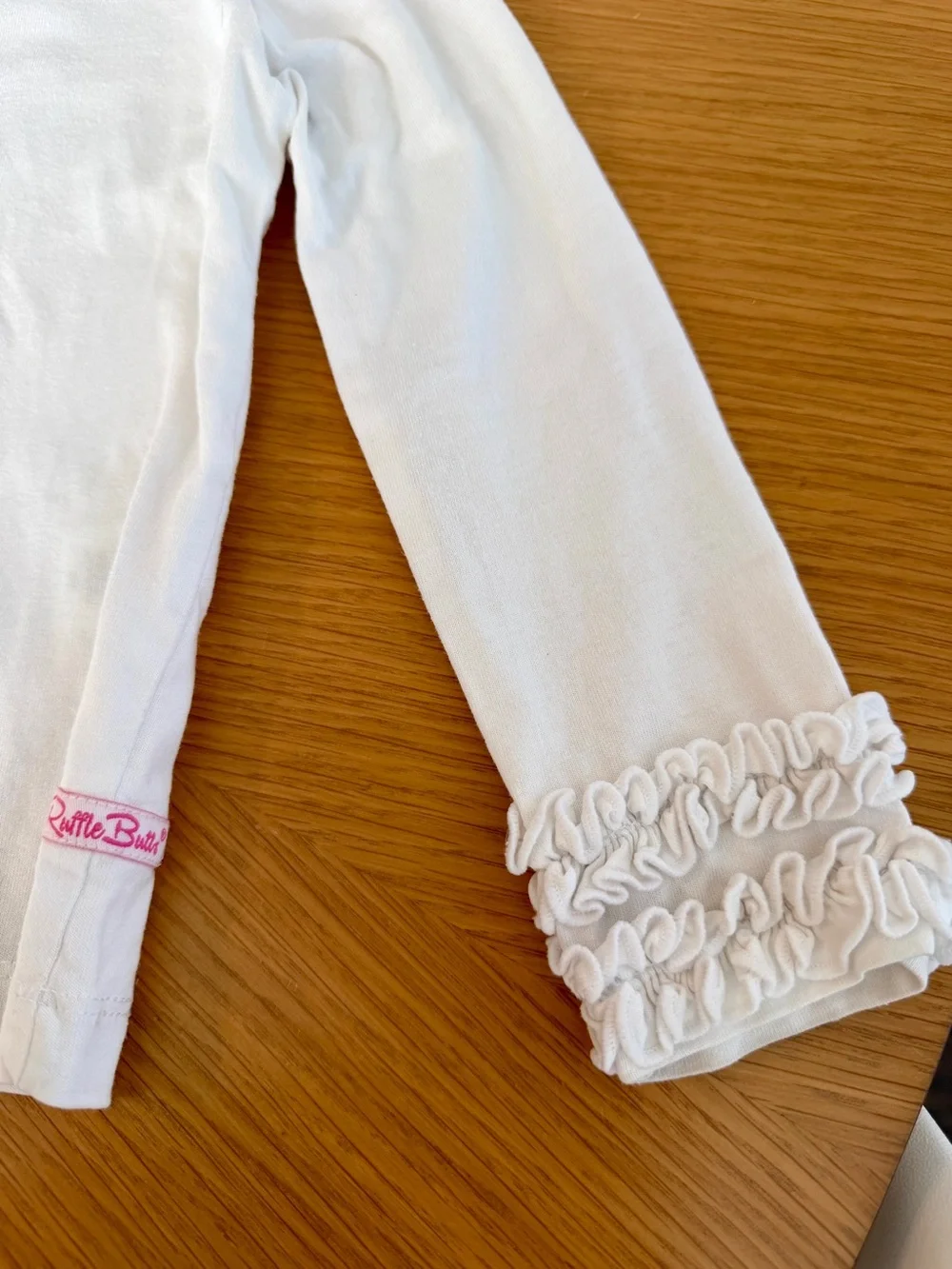 Ruffle Butts Girls' White Ruffle Long Sleeve Tee